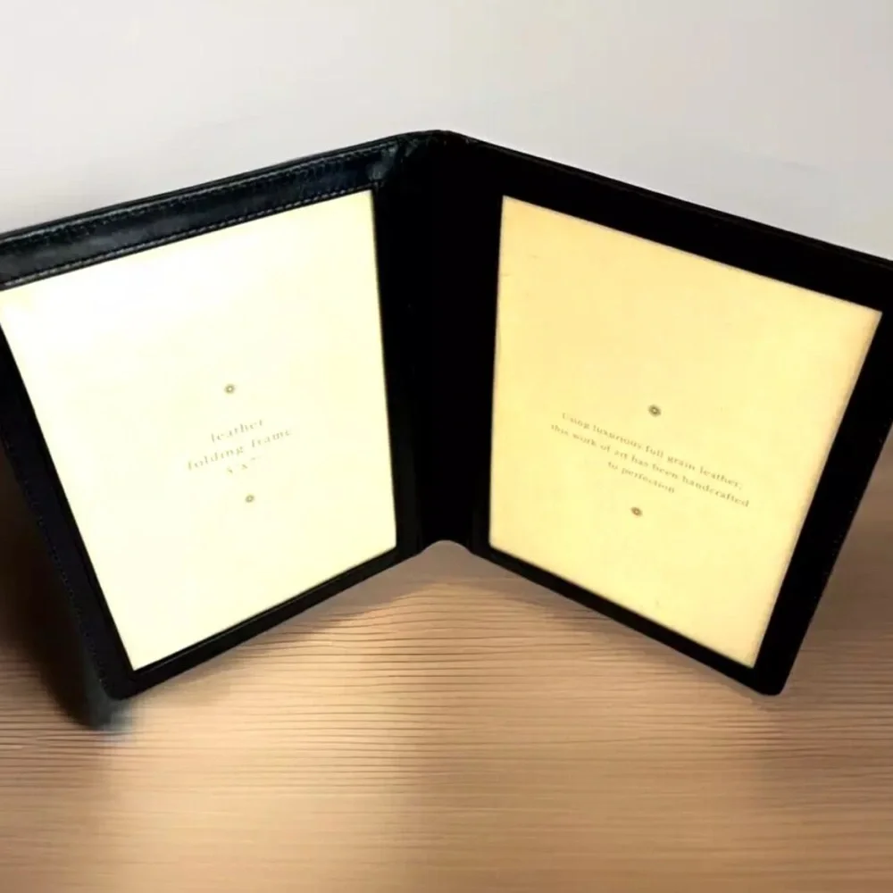 Leather Wrigley Gum Luxurious Folding Photo Frame Black 5X7 Handcrafted RARE HTF